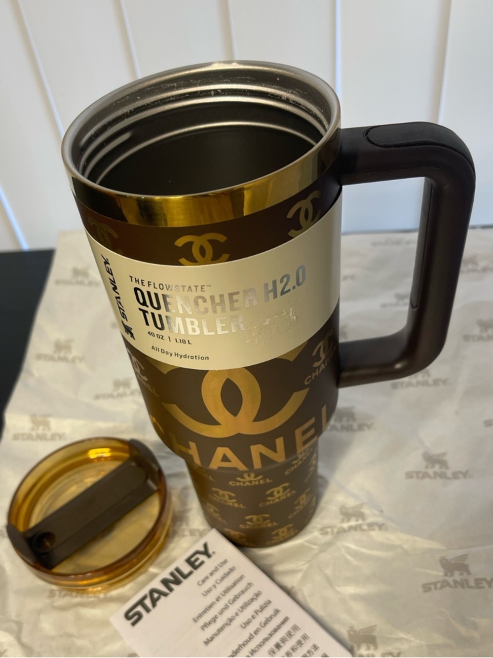 Custom Stanley Brown and Gold Tumbler 40oz - Picture 2 of 7
